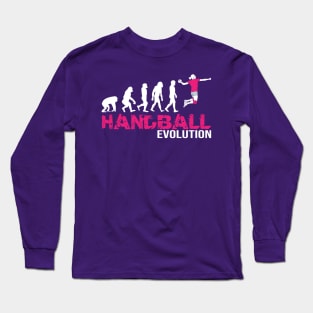 Evolution of Handball Women Gift Girls Pink Long Sleeve T-Shirt